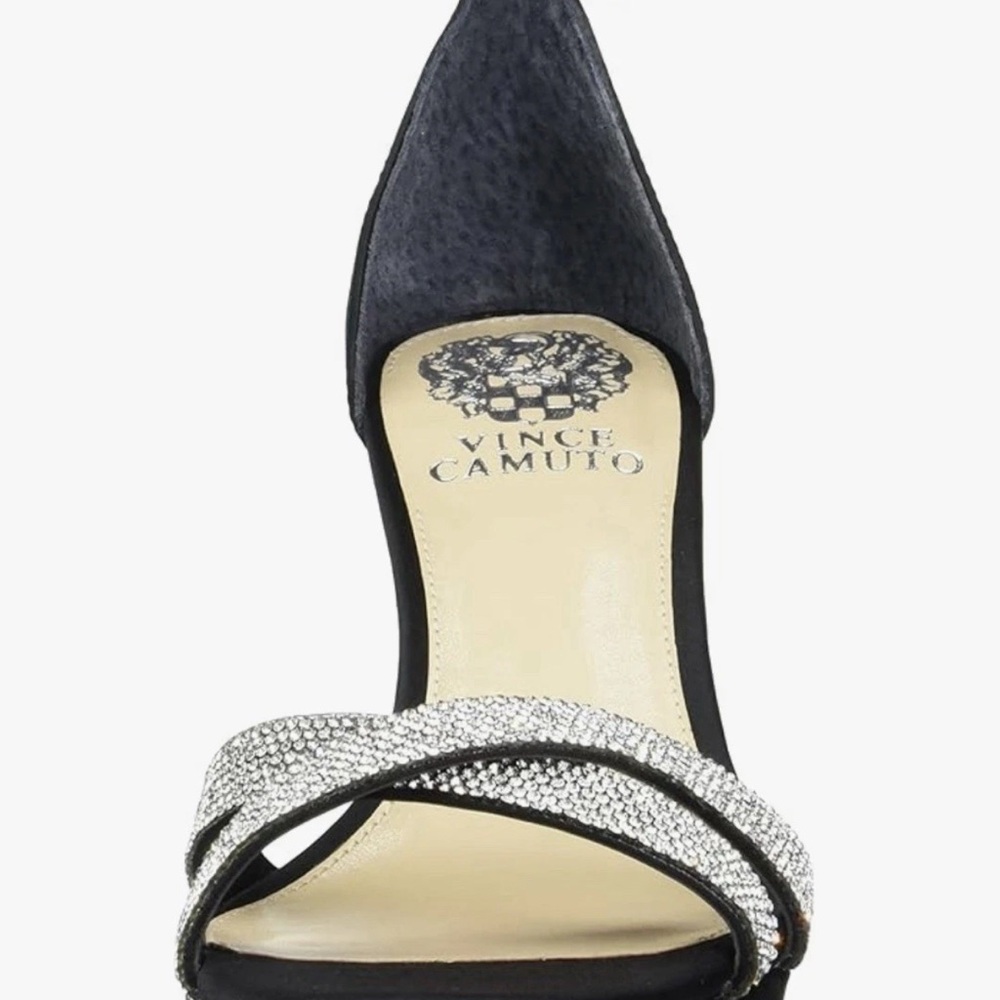 Vince Camuto Black Sandal with Silver Crystal Straps - Picture 2 of 8